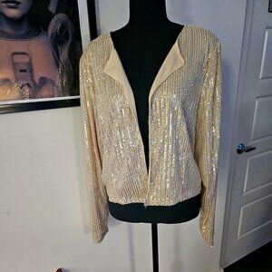 beige sequin open jacket large